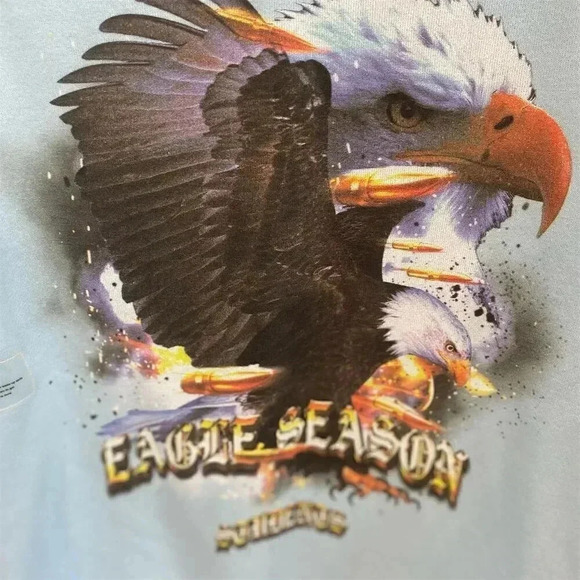 STUDENTS Eagle Graphic Crewneck Sweatshirt Unisex Light Blue oversized S - Picture 2 of 4